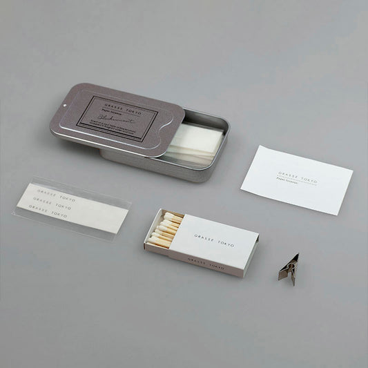 japanese paper incense with black current scent, one set comes with 15 sheets of paper incense, a incense stand and matches