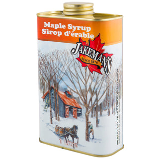 pure maple syrup in tin can