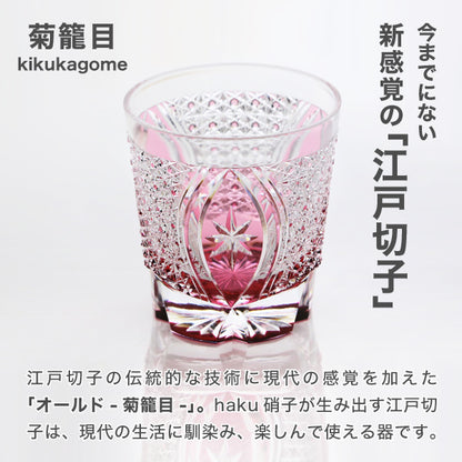 Edo Kiriko is a traditional Japanese glass-cutting technique that creates intricate patterns and designs on glassware, originating from the Edo period in Japan."Kiku Kago-me" is a traditional Japanese pattern that resembles the hexagonal shape of a basket made to hold chrysanthemums.